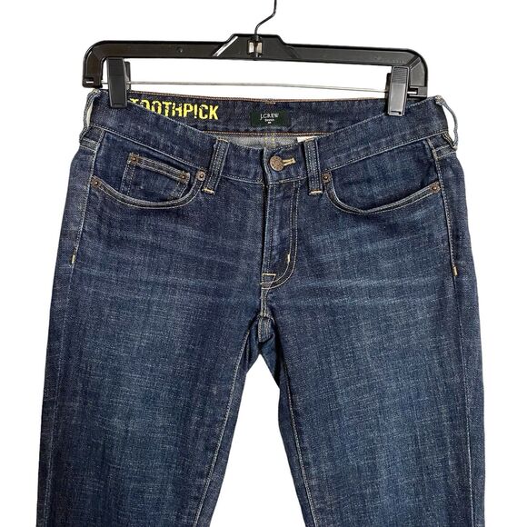J Crew Toothpick Stretch Crop Ankle Denim Jeans Womens Sz 26 Darker Skinny Slim - Picture 3 of 8
